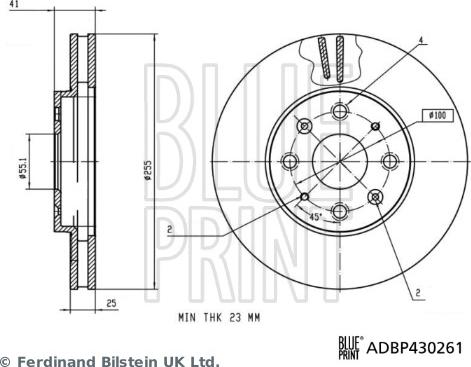 Blue Print ADBP430261 - Гальмівний диск autocars.com.ua