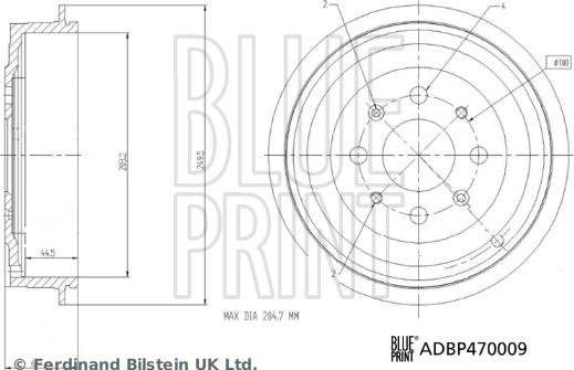 Blue Print ADBP470009 - Гальмівний барабан autocars.com.ua