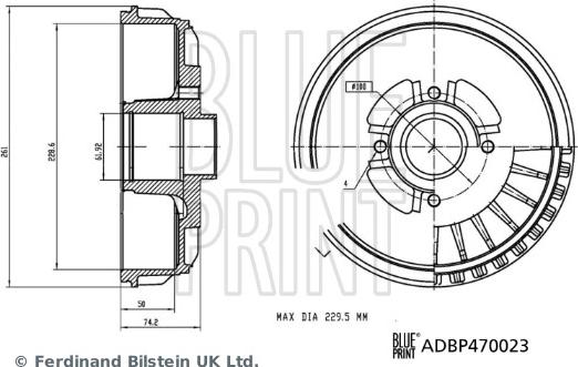 Blue Print ADBP470023 - Гальмівний барабан autocars.com.ua