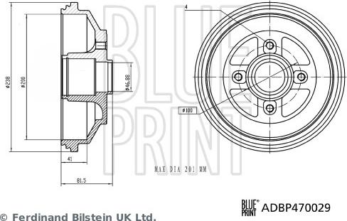 Blue Print ADBP470029 - Гальмівний барабан autocars.com.ua