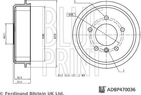 Blue Print ADBP470036 - Гальмівний барабан autocars.com.ua