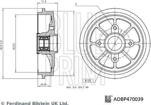 Blue Print ADBP470039 - Гальмівний барабан autocars.com.ua