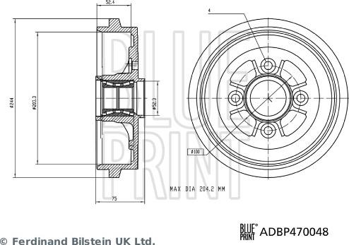 Blue Print ADBP470048 - Гальмівний барабан autocars.com.ua