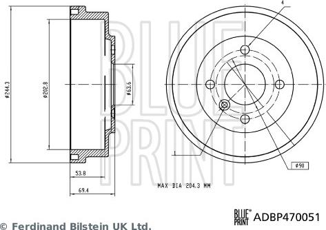 Blue Print ADBP470051 - Гальмівний барабан autocars.com.ua
