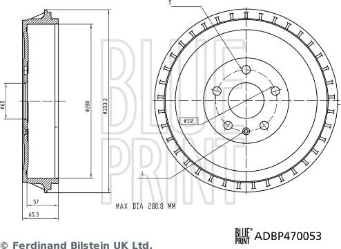 Blue Print ADBP470053 - Гальмівний барабан autocars.com.ua