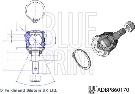 Blue Print ADBP860170 - Несучий / направляючий шарнір autocars.com.ua