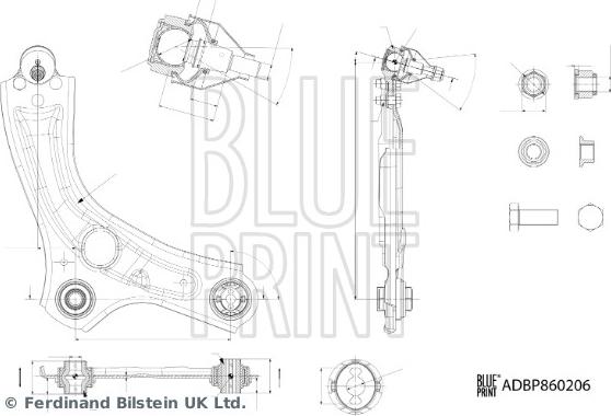 Blue Print ADBP860206 - Важіль незалежної підвіски колеса autocars.com.ua