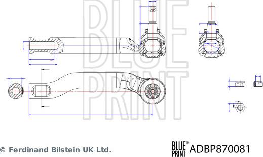 Blue Print ADBP870081 - Наконечник рулевой тяги, шарнир avtokuzovplus.com.ua