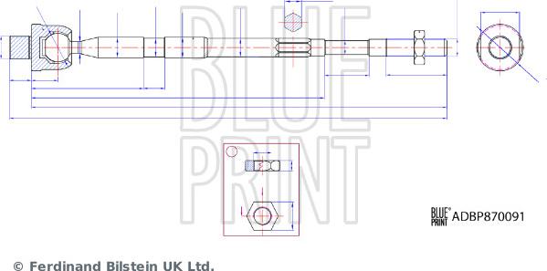 Blue Print ADBP870090 - Осьовий шарнір, рульова тяга autocars.com.ua