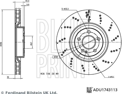 Blue Print ADU1743113 - Гальмівний диск autocars.com.ua