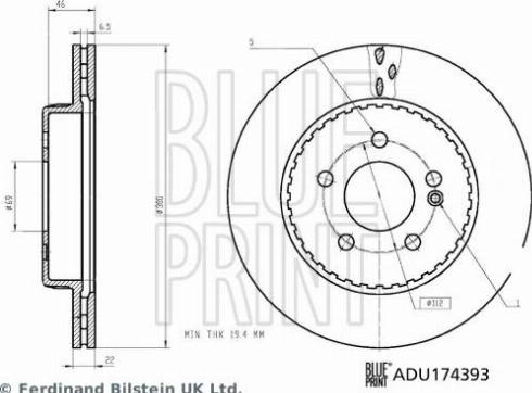 Blue Print ADU174393 - Гальмівний диск autocars.com.ua