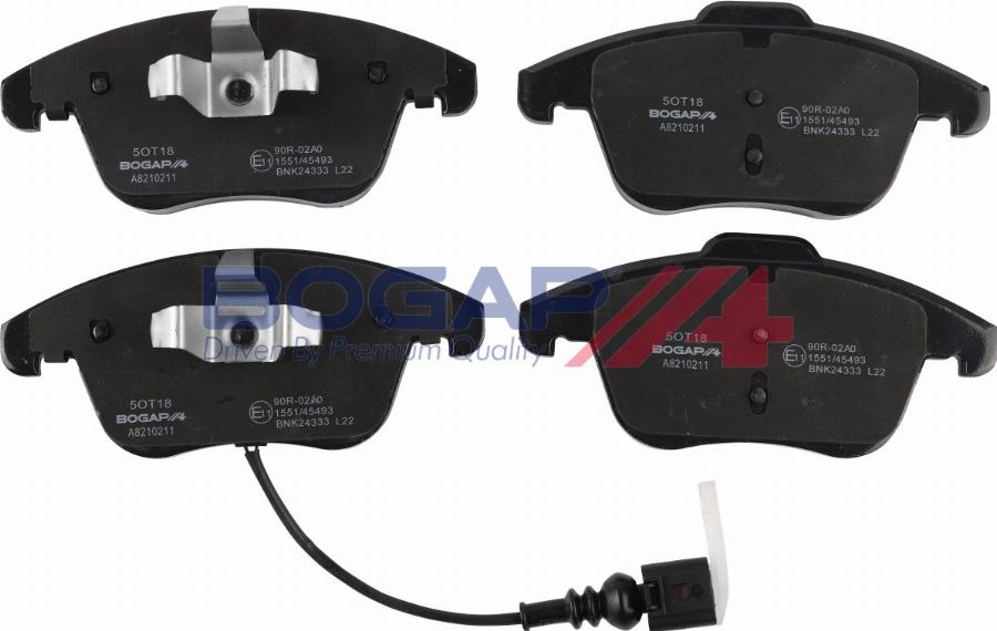 BOGAP A8210211 - Гальмівні колодки, дискові гальма autocars.com.ua