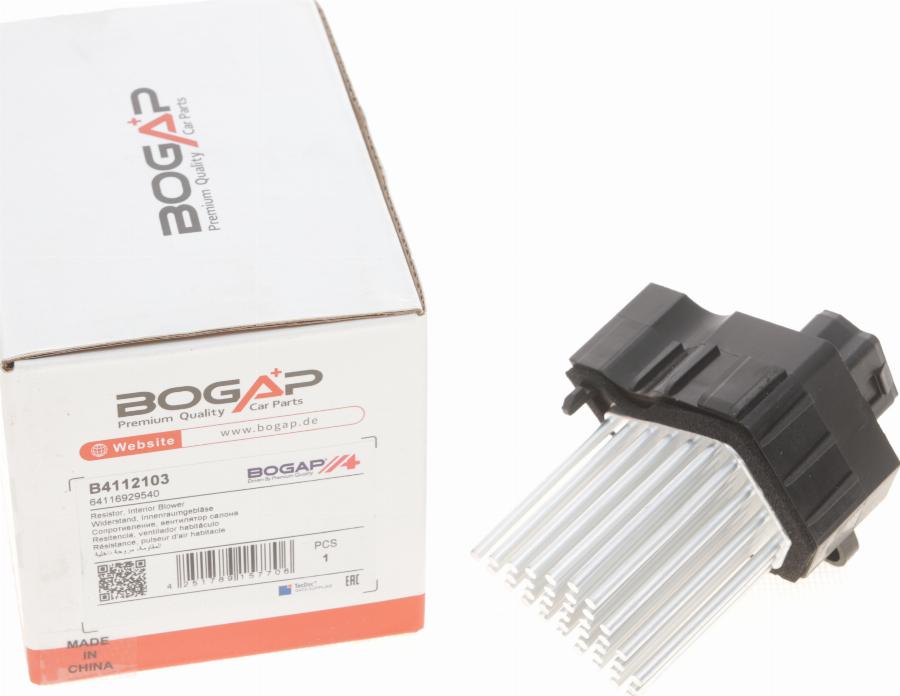 BOGAP B4112103 - Опір, реле, вентилятор салону autocars.com.ua