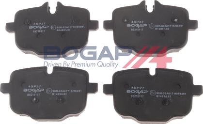 BOGAP B8210117 - Гальмівні колодки, дискові гальма autocars.com.ua