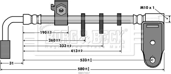 Borg & Beck BBH7407 - Гальмівний шланг autocars.com.ua