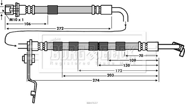 Borg & Beck BBH7637 - Гальмівний шланг autocars.com.ua