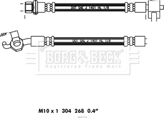 Borg & Beck BBH7732 - Тормозной шланг avtokuzovplus.com.ua