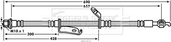 Borg & Beck BBH7874 - Гальмівний шланг autocars.com.ua