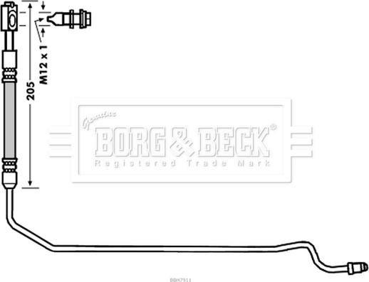 Borg & Beck BBH7911 - Гальмівний шланг autocars.com.ua
