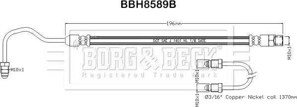 Borg & Beck BBH8589B - Гальмівний шланг autocars.com.ua