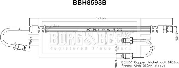 Borg & Beck BBH8593B - Гальмівний шланг autocars.com.ua