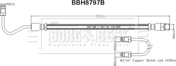 Borg & Beck BBH8797B - Гальмівний шланг autocars.com.ua