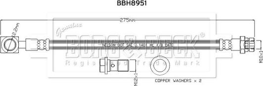 Borg & Beck BBH8951 - Гальмівний шланг autocars.com.ua