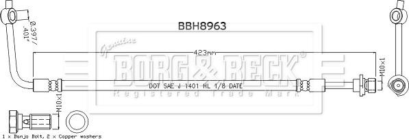 Borg & Beck BBH8963 - Тормозной шланг avtokuzovplus.com.ua