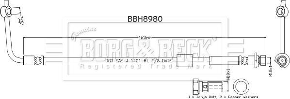 Borg & Beck BBH8980 - Тормозной шланг avtokuzovplus.com.ua