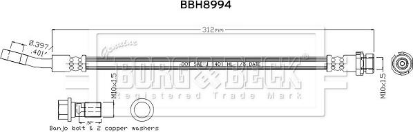 Borg & Beck BBH8994 - Гальмівний шланг autocars.com.ua