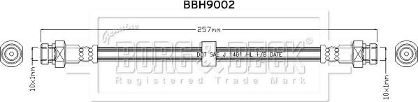 Borg & Beck BBH9002 - Гальмівний шланг autocars.com.ua