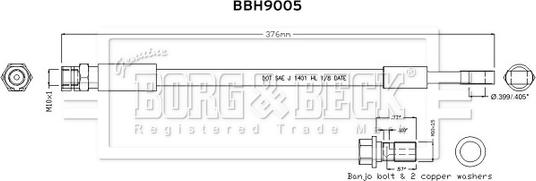 Borg & Beck BBH9005 - Гальмівний шланг autocars.com.ua