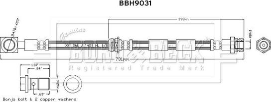 Borg & Beck BBH9031 - Гальмівний шланг autocars.com.ua