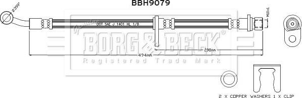 Borg & Beck BBH9079 - Гальмівний шланг autocars.com.ua