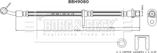 Borg & Beck BBH9080 - Гальмівний шланг autocars.com.ua