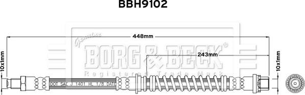 Borg & Beck BBH9102 - Гальмівний шланг autocars.com.ua