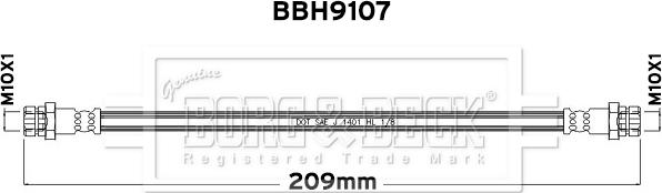 Borg & Beck BBH9107 - Гальмівний шланг autocars.com.ua
