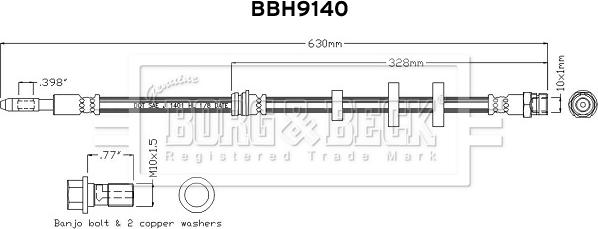 Borg & Beck BBH9140 - Гальмівний шланг autocars.com.ua