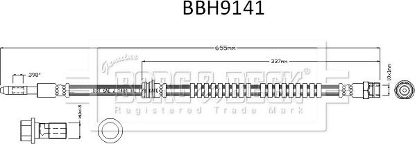 Borg & Beck BBH9141 - Гальмівний шланг autocars.com.ua