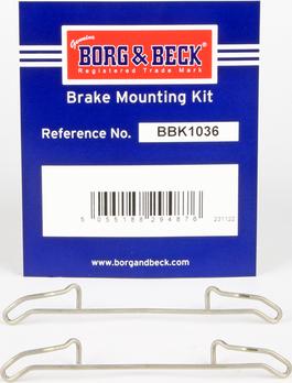 Borg & Beck BBK1036 - Комплектующие для колодок дискового тормоза autodnr.net