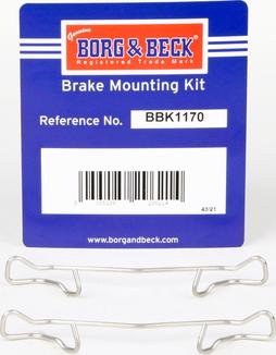 Borg & Beck BBK1170 - Комплектуючі, колодки дискового гальма autocars.com.ua