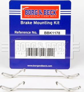 Borg & Beck BBK1178 - Комплектуючі, колодки дискового гальма autocars.com.ua