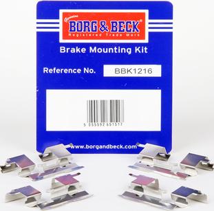 Borg & Beck BBK1216 - Комплектуючі, колодки дискового гальма autocars.com.ua