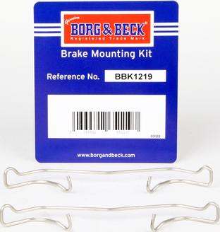 Borg & Beck BBK1219 - Комплектуючі, колодки дискового гальма autocars.com.ua