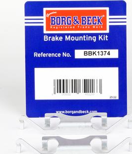 Borg & Beck BBK1374 - Комплектуючі, колодки дискового гальма autocars.com.ua
