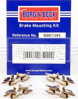 Borg & Beck BBK1385 - Комплектующие для колодок дискового тормоза avtokuzovplus.com.ua