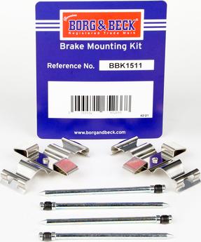 Borg & Beck BBK1511 - Комплектующие для колодок дискового тормоза avtokuzovplus.com.ua