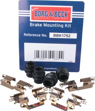 Borg & Beck BBK1752 - Комплектуючі, колодки дискового гальма autocars.com.ua