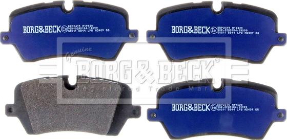 Borg & Beck BBP2415 - Гальмівні колодки, дискові гальма autocars.com.ua