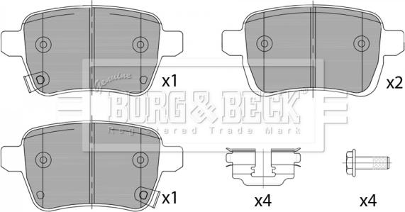 Borg & Beck BBP2460 - Тормозные колодки, дисковые, комплект avtokuzovplus.com.ua